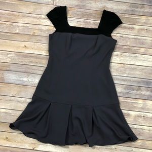 Jay Godfrey black drop waist & mesh neckline dress